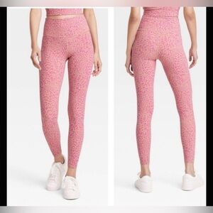 JoyLab High-Rise 7/8 Leggings Pink Leopard Spot XL
